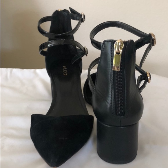 🆕Women’s 7 1/2 Aldo 2” stack heel black w/ zipper - Picture 3 of 8